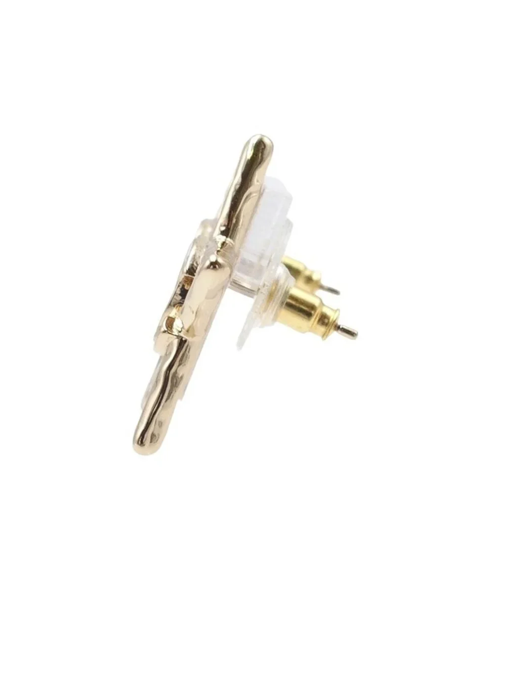Chanel Earrings Light Gold Metal CC Logo Star Costume